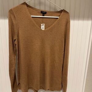 Talbots Camel V-Neck Knit Top. NWT